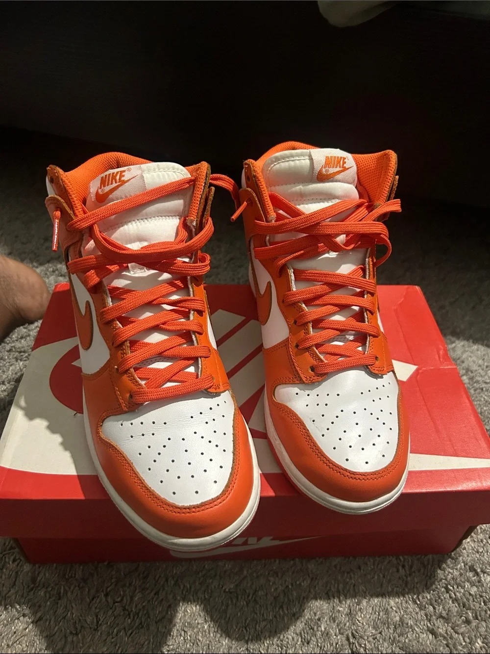 Nike Women’s Orange and White Mid-Top Sneakers